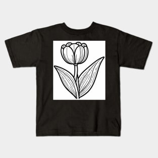 Black And White Tulip Design Kids T-Shirt